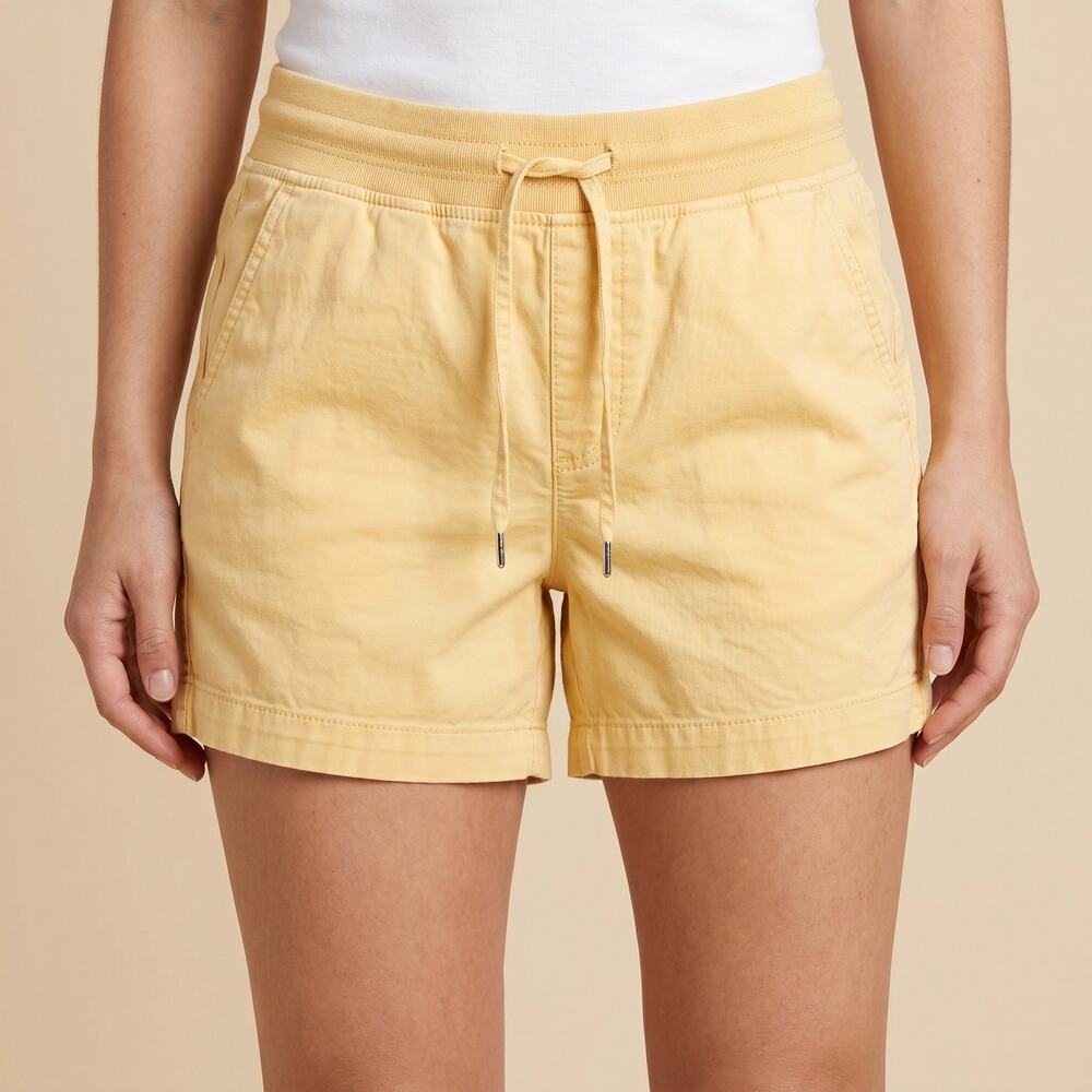 Orvis Women's Classic Collection Shorts Yellow Cotton Lyocell Drawstring Size S